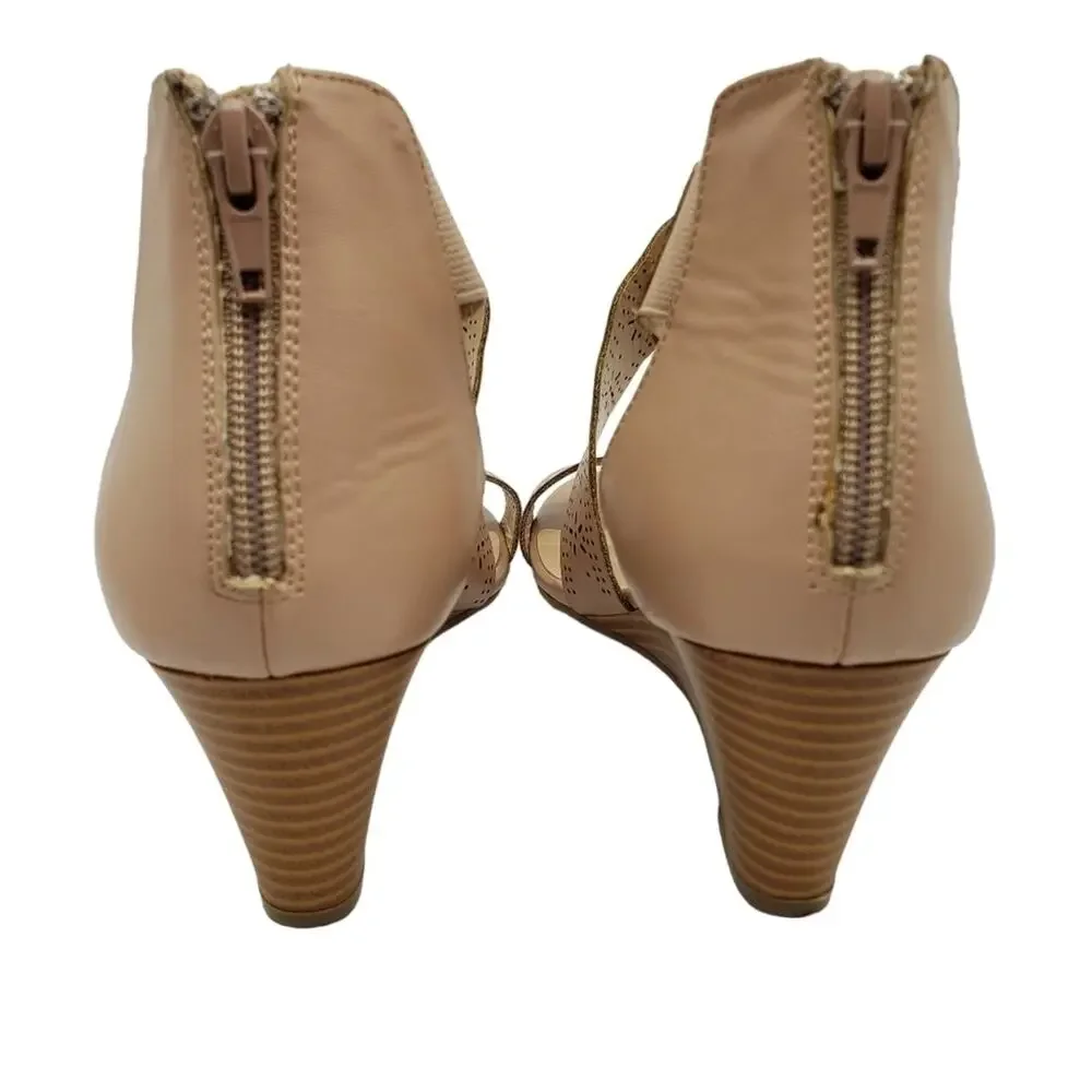 Attention Criss Cross Laser Cut Wedge Sandals
